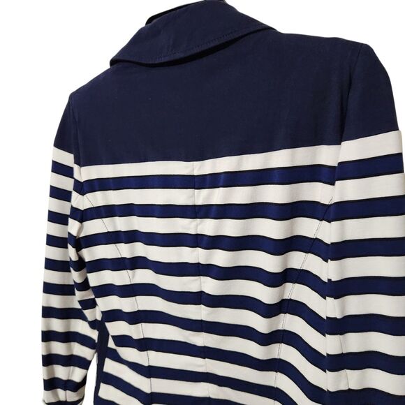 White House Black Market Blazer Size 6 White Blue Navy Striped  Front Buttons. - Picture 6 of 10